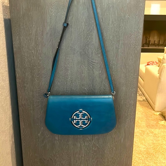 COPY - Tory Burch EUC turquoise colored leather and suede handbag - Picture 2 of 6